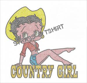 T-shirt -  betty boop country girl en  strass
