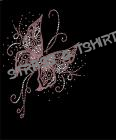 T-shirt  Papillon rose en strass AN12